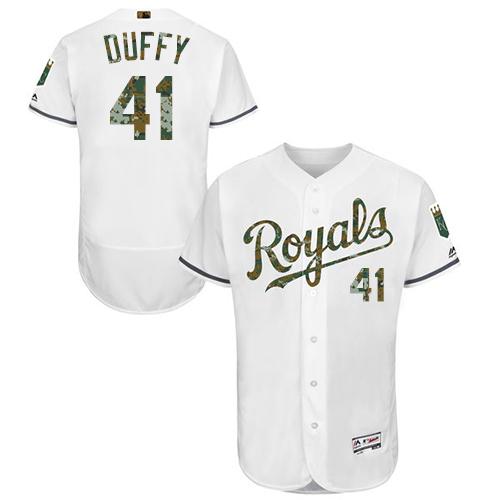 Royals #41 Danny Duffy White Flexbase Authentic Collection Memorial Day Stitched MLB Jersey - Click Image to Close